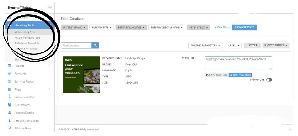 Fiverr Affiliate Dashboard 1