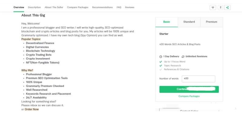 Fiverr Gig Description