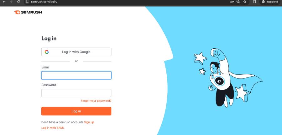 Semrush Sign Up Page